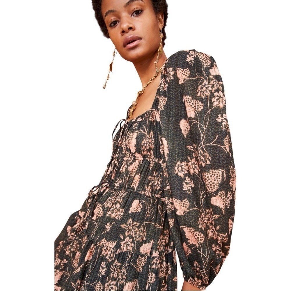 New Ulla Johnson Isla Floral Print Puff Sleeve Lined Midi Dress $495 - Picture 3 of 8